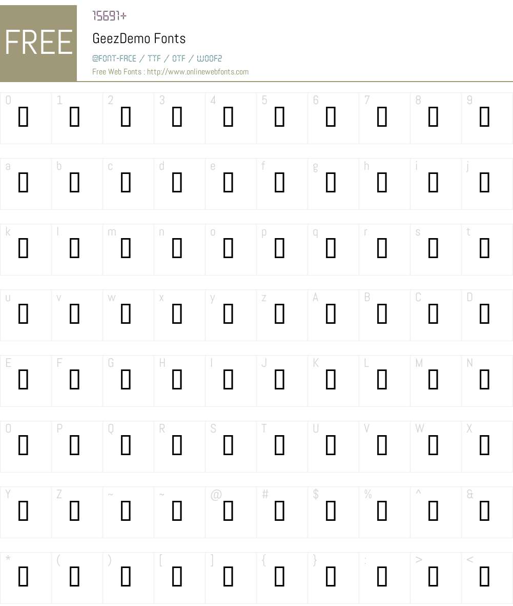 GeezDemo Font Screenshots