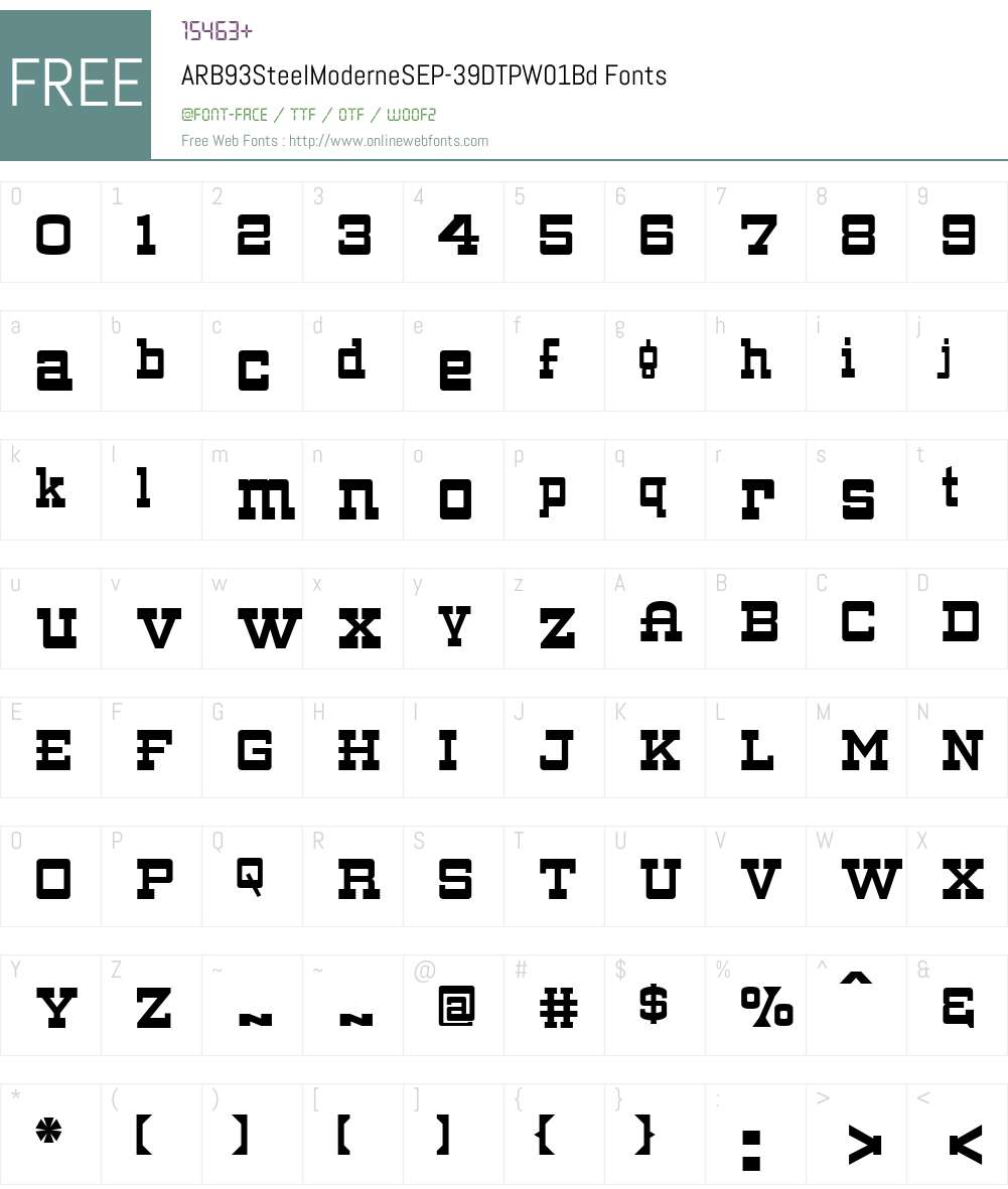 ARB93SteelModerneSEP-39DTPW01-Bd Font Screenshots