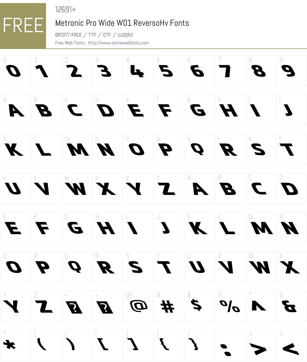 MetronicProWideW01-ReversoHv Font Screenshots