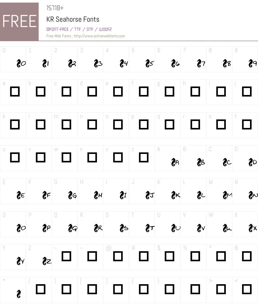 KR Seahorse Font Screenshots