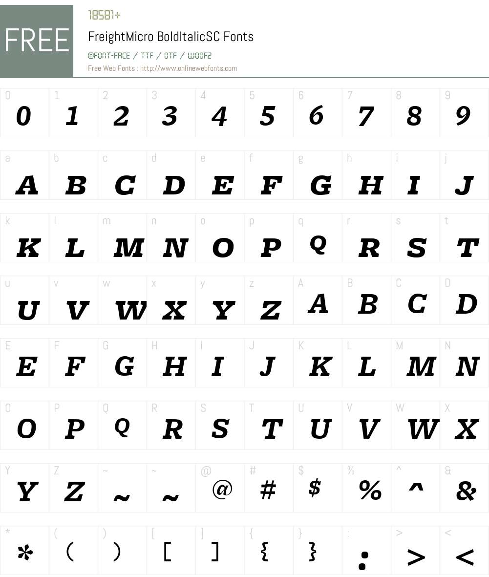 FreightMicroBoldItalicSC Font Screenshots
