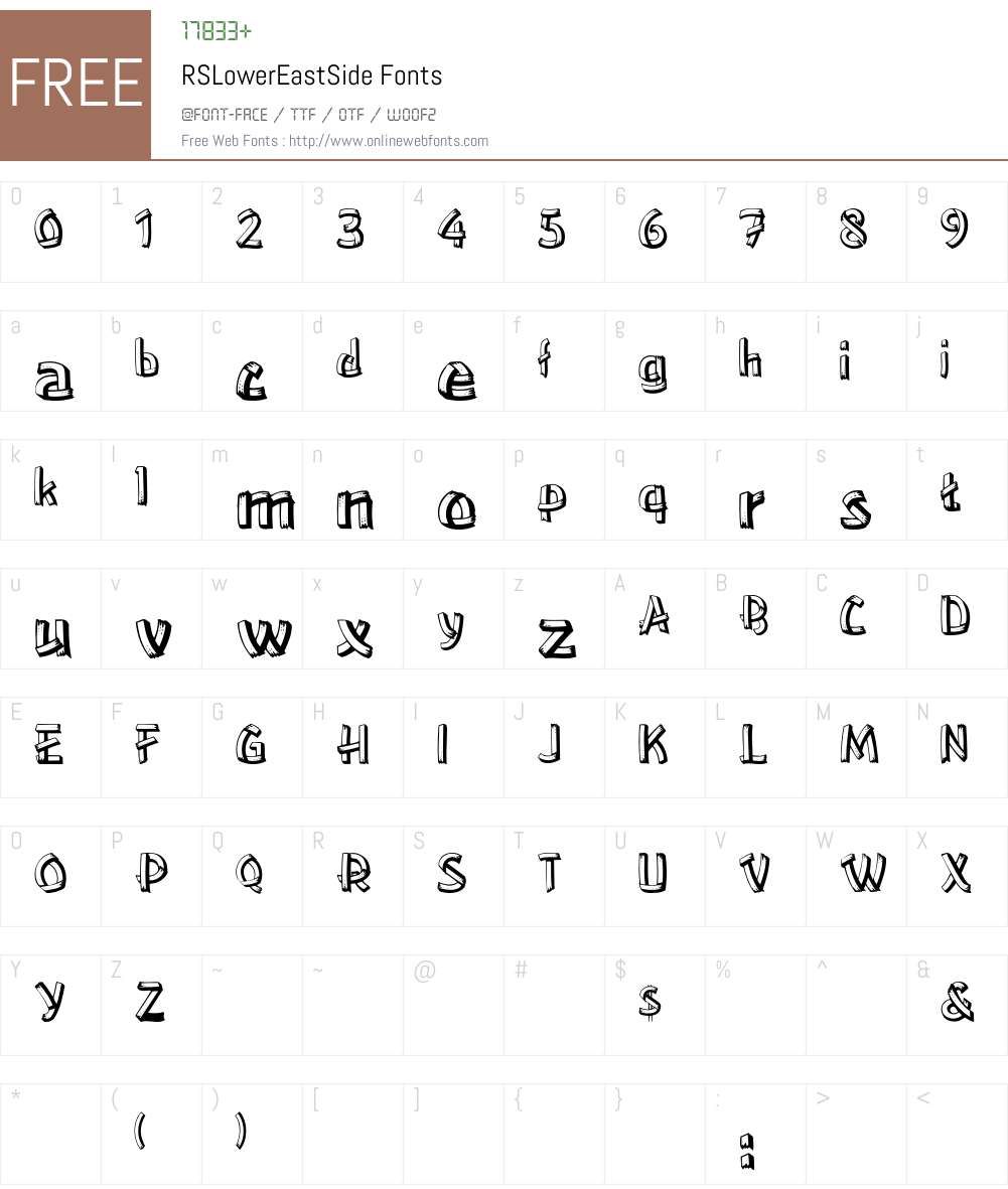 RSLowerEastSide Font Screenshots