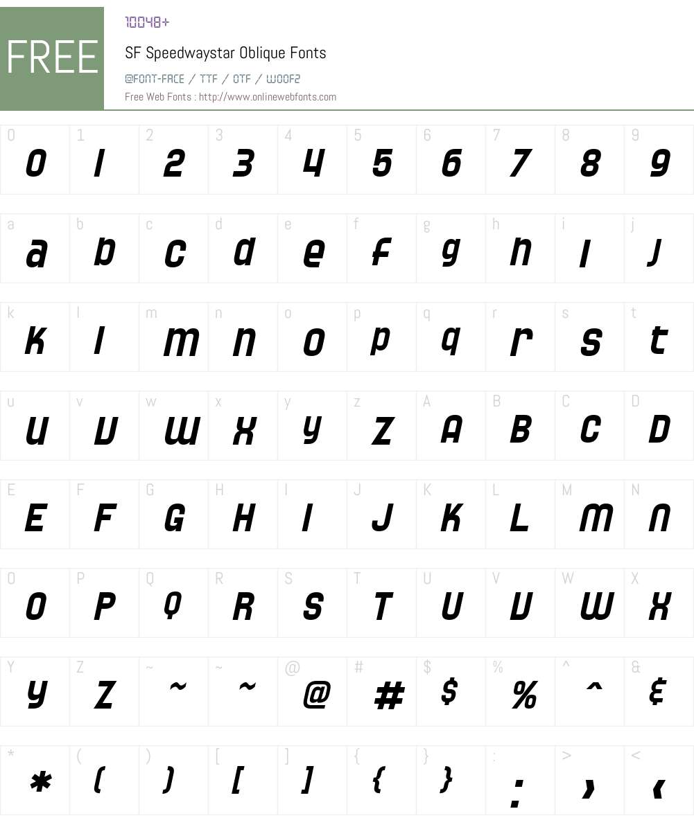 SF Speedwaystar Font Screenshots