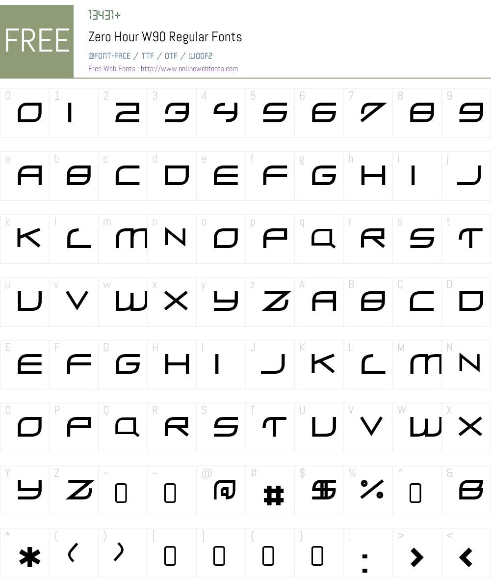 ZeroHourW90-Regular Font Screenshots