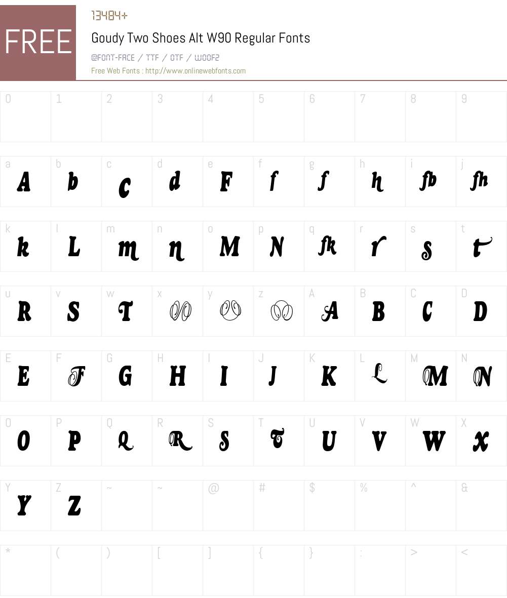 GoudyTwoShoesAltW90-Rg Font Screenshots
