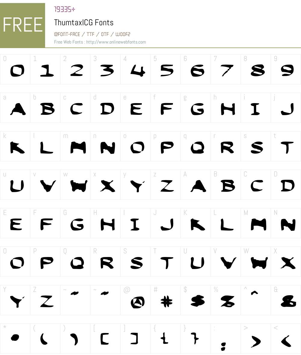 ThumtaxICG Font Screenshots