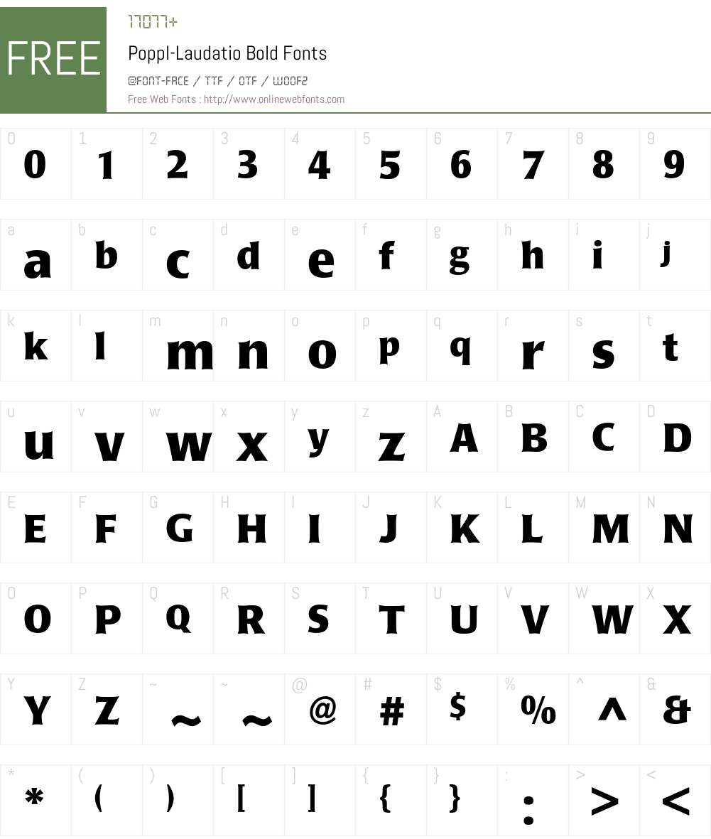 Poppl-Laudatio Font Screenshots