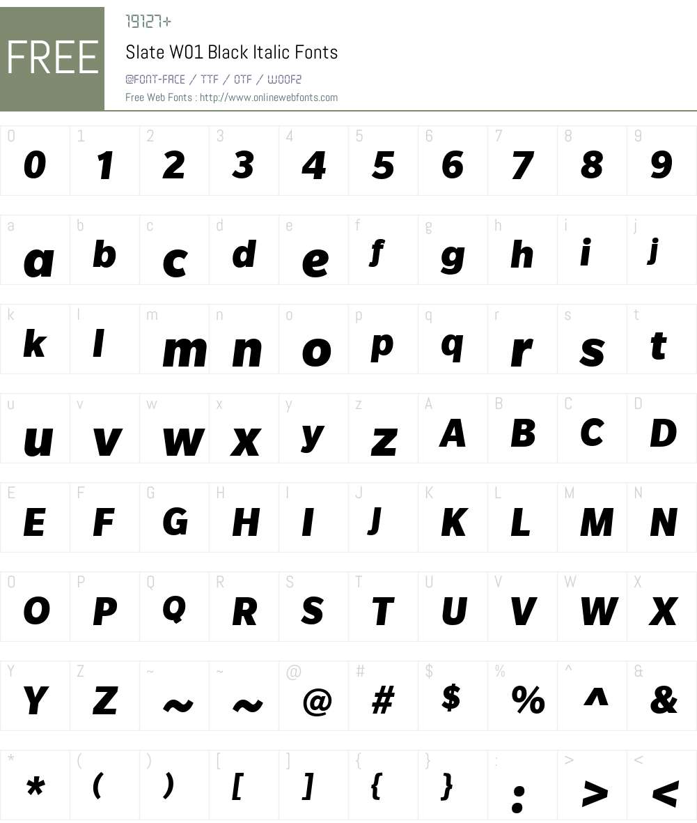 SlateW01-BlackItalic Font Screenshots