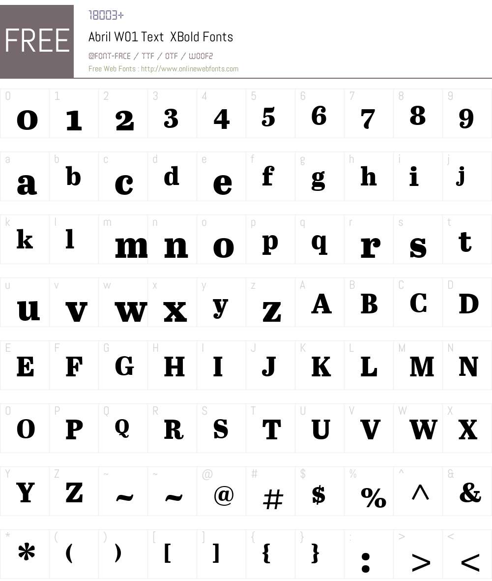 AbrilW01-TextXBold Font Screenshots