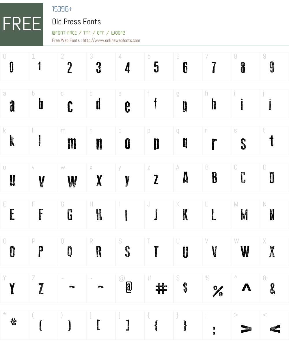 Old Press Font Screenshots