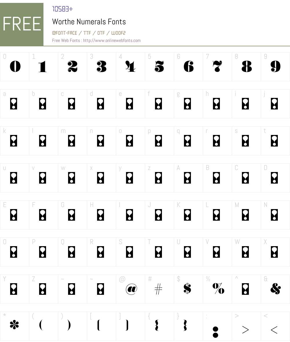 Worthe Numerals Font Screenshots