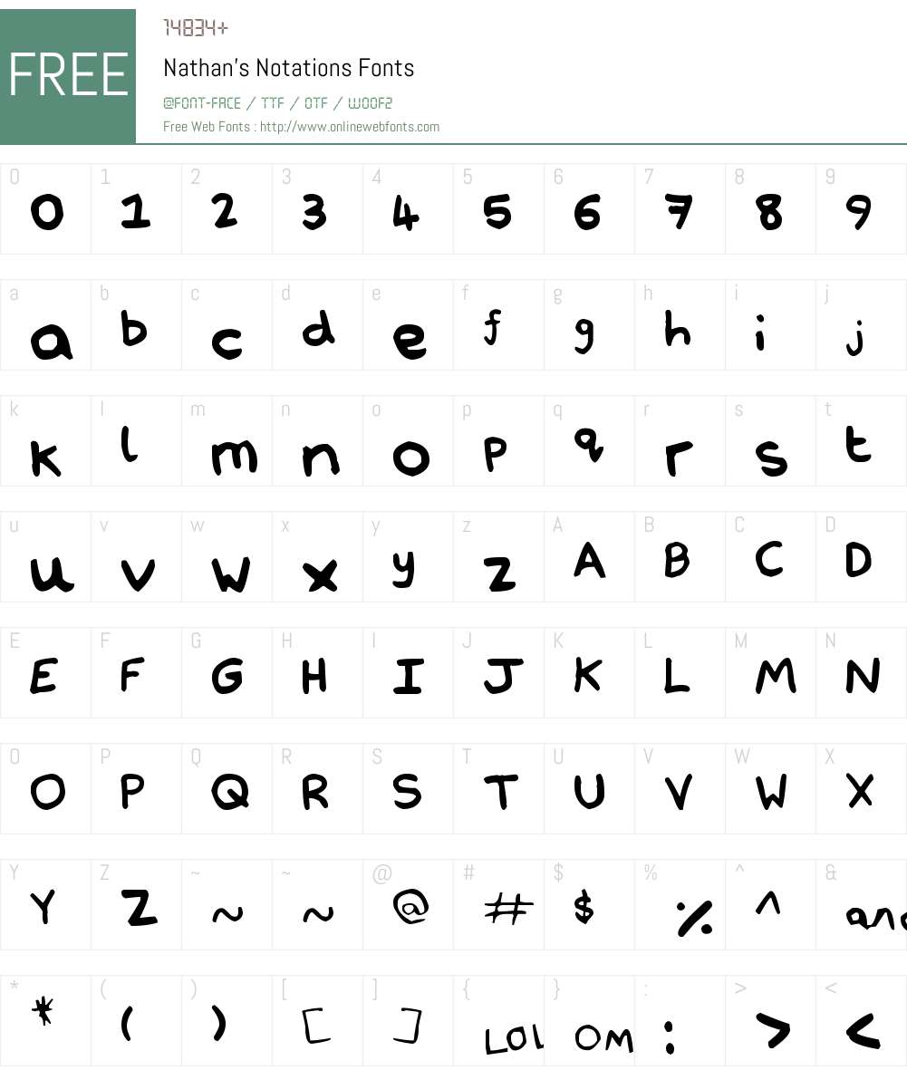 Nathan's Notations Font Screenshots