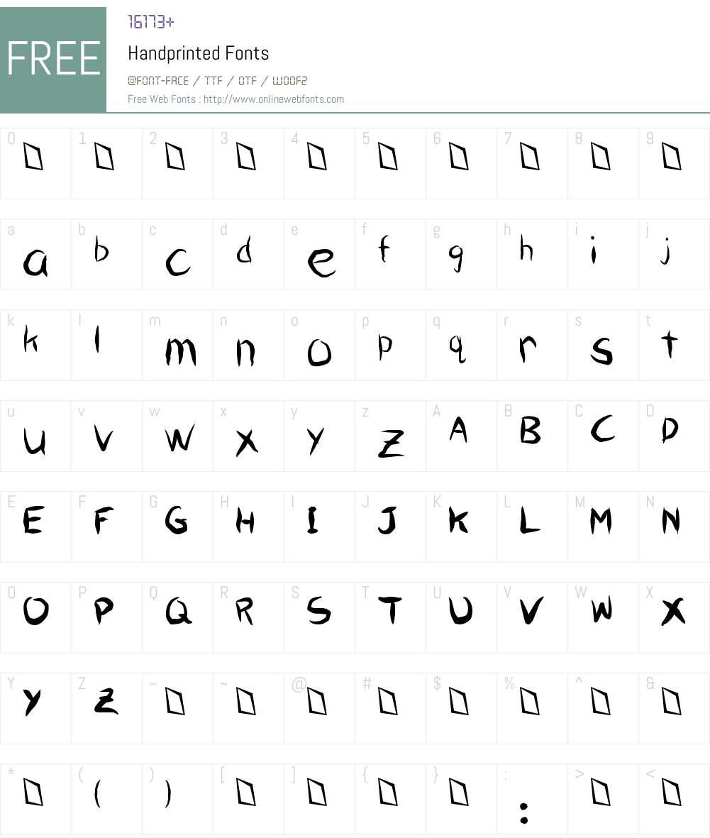 Handprinted Font Screenshots