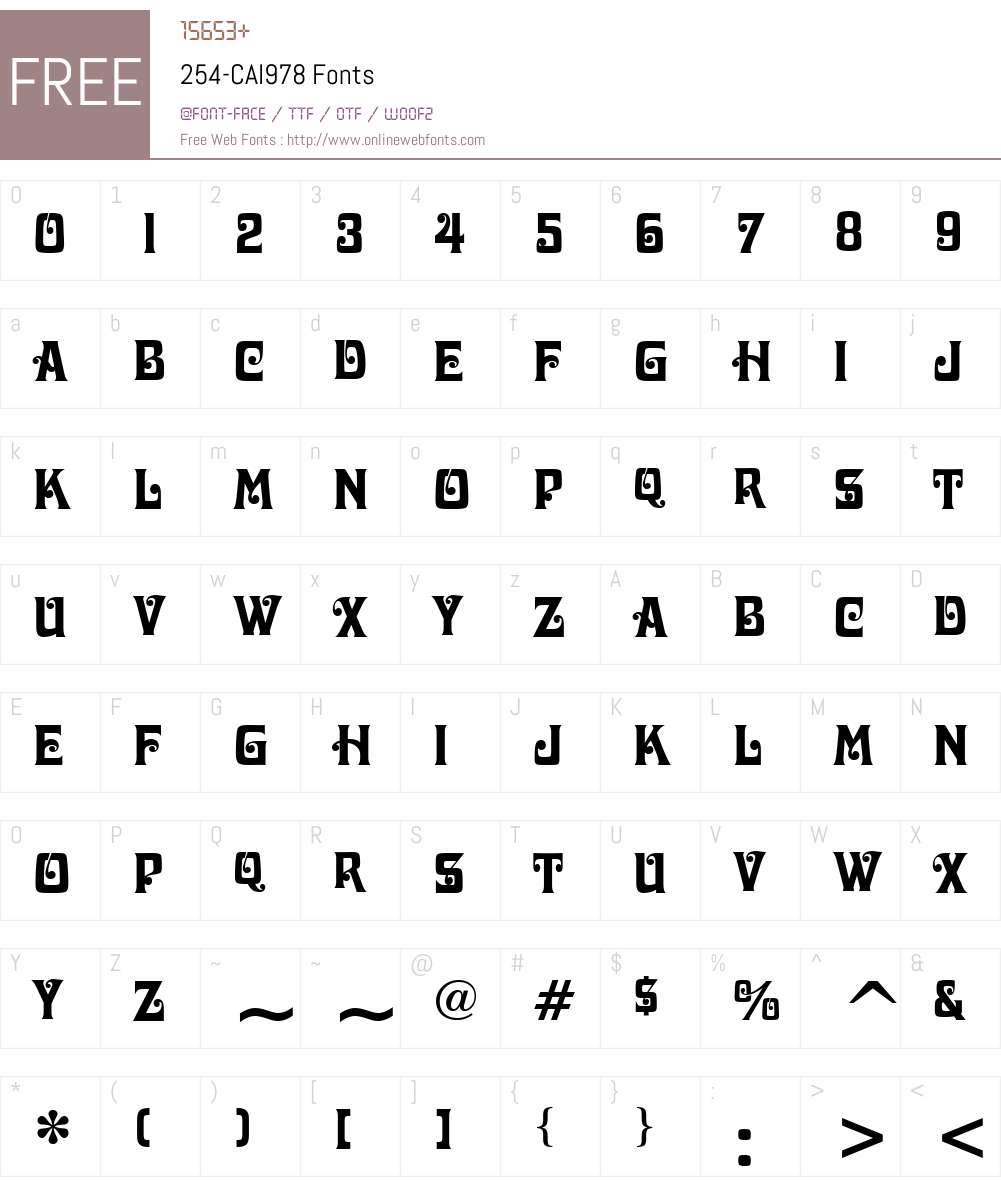 254-CAI978 Font Screenshots