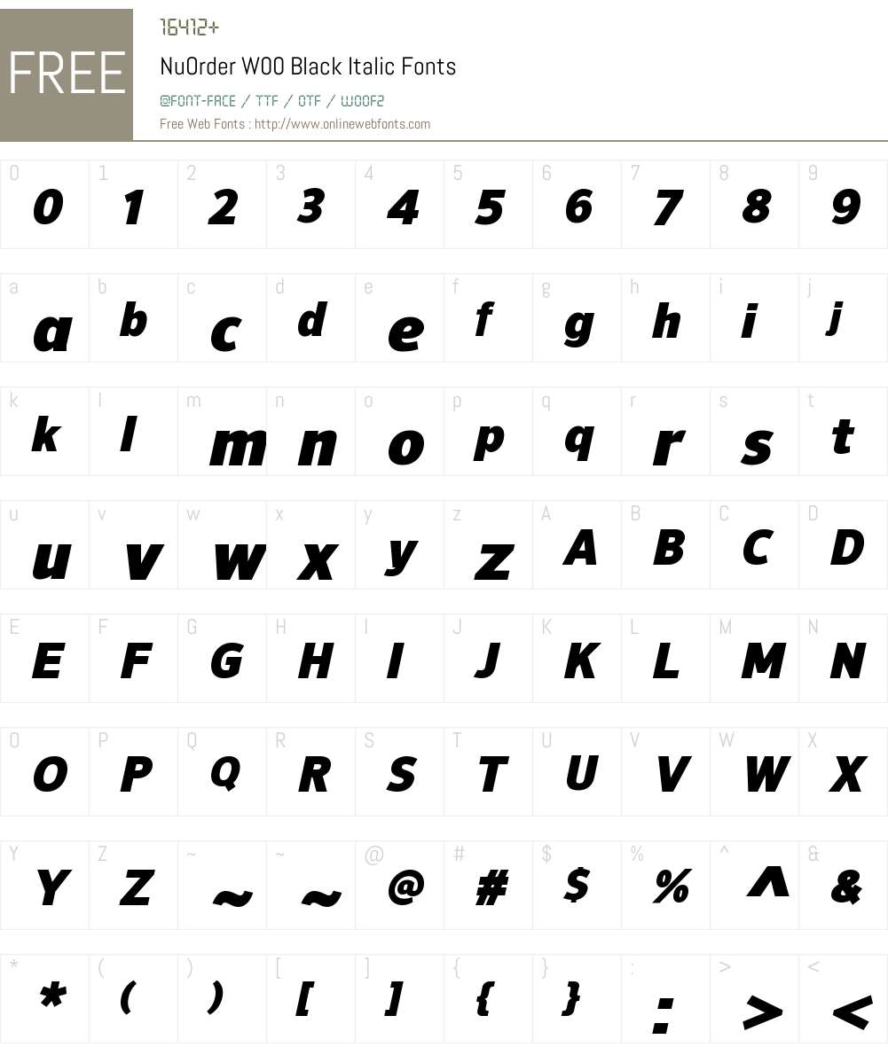 NuOrderW00-BlackItalic Font Screenshots