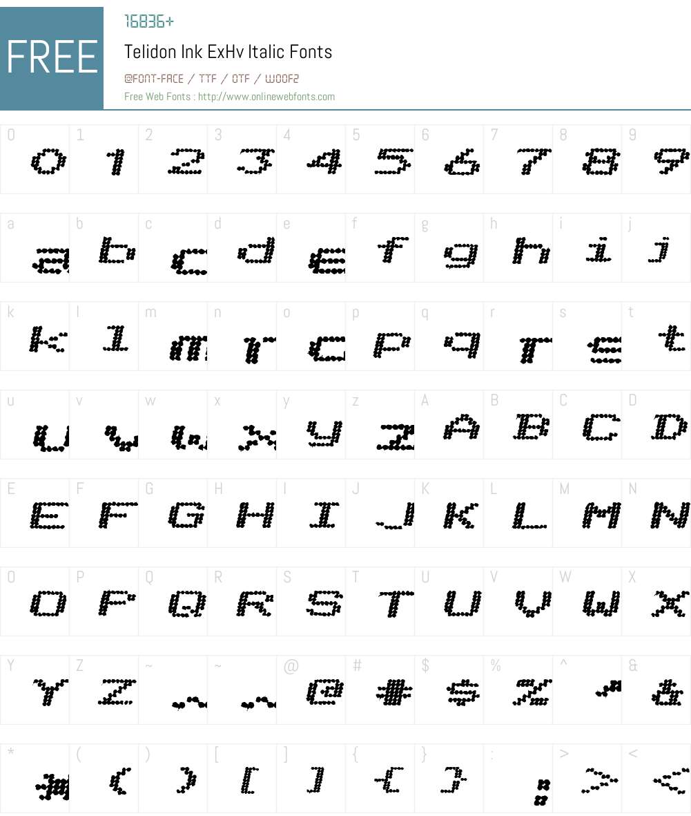 Telidon Ink ExHv Font Screenshots