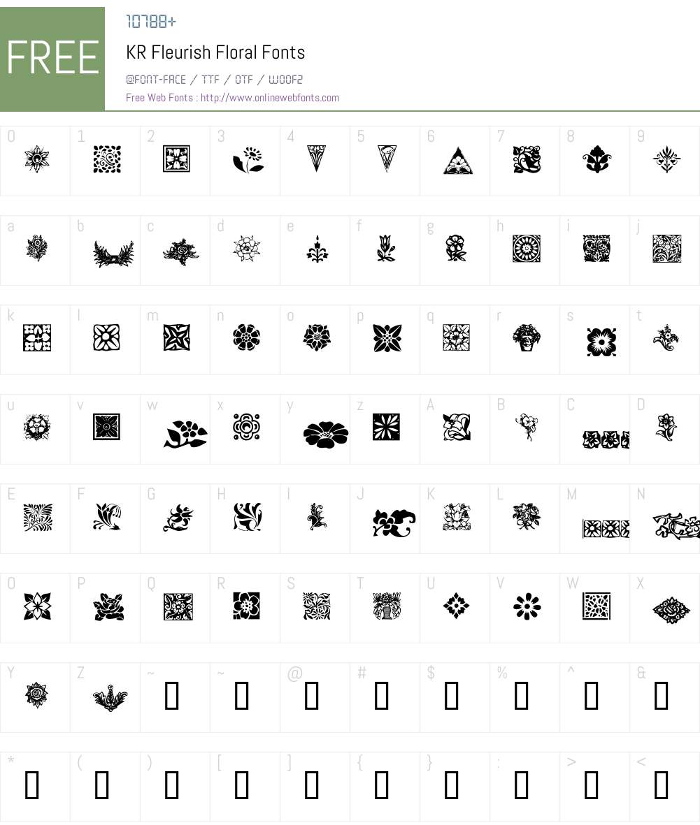 KR Fleurish Floral Font Screenshots