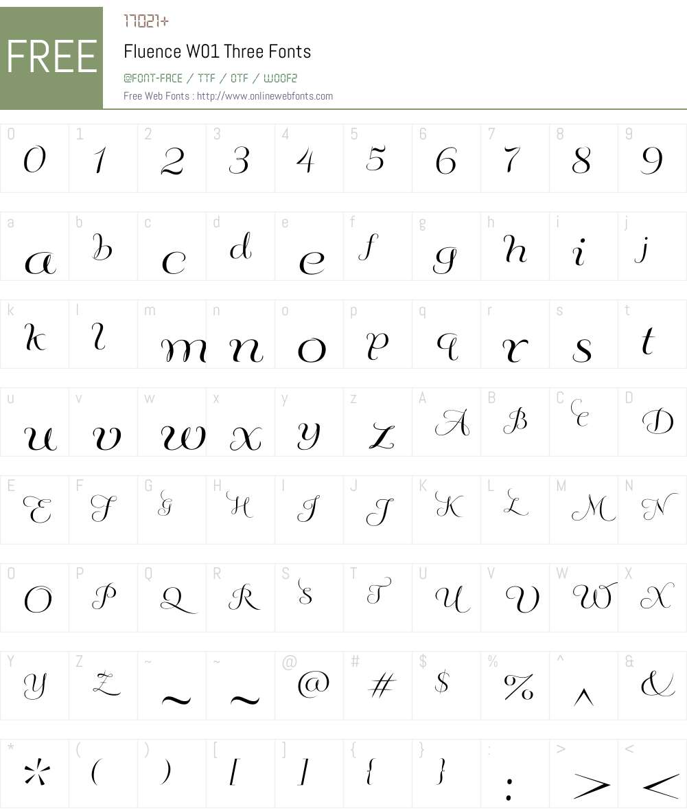 FluenceW01-Three Font Screenshots