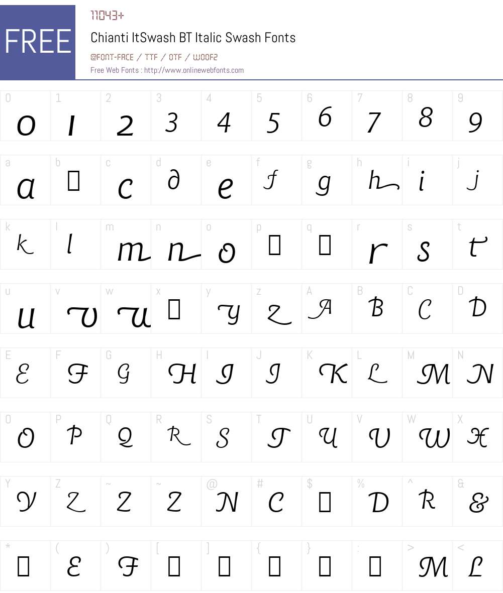 Chianti ItSwash BT Font Screenshots