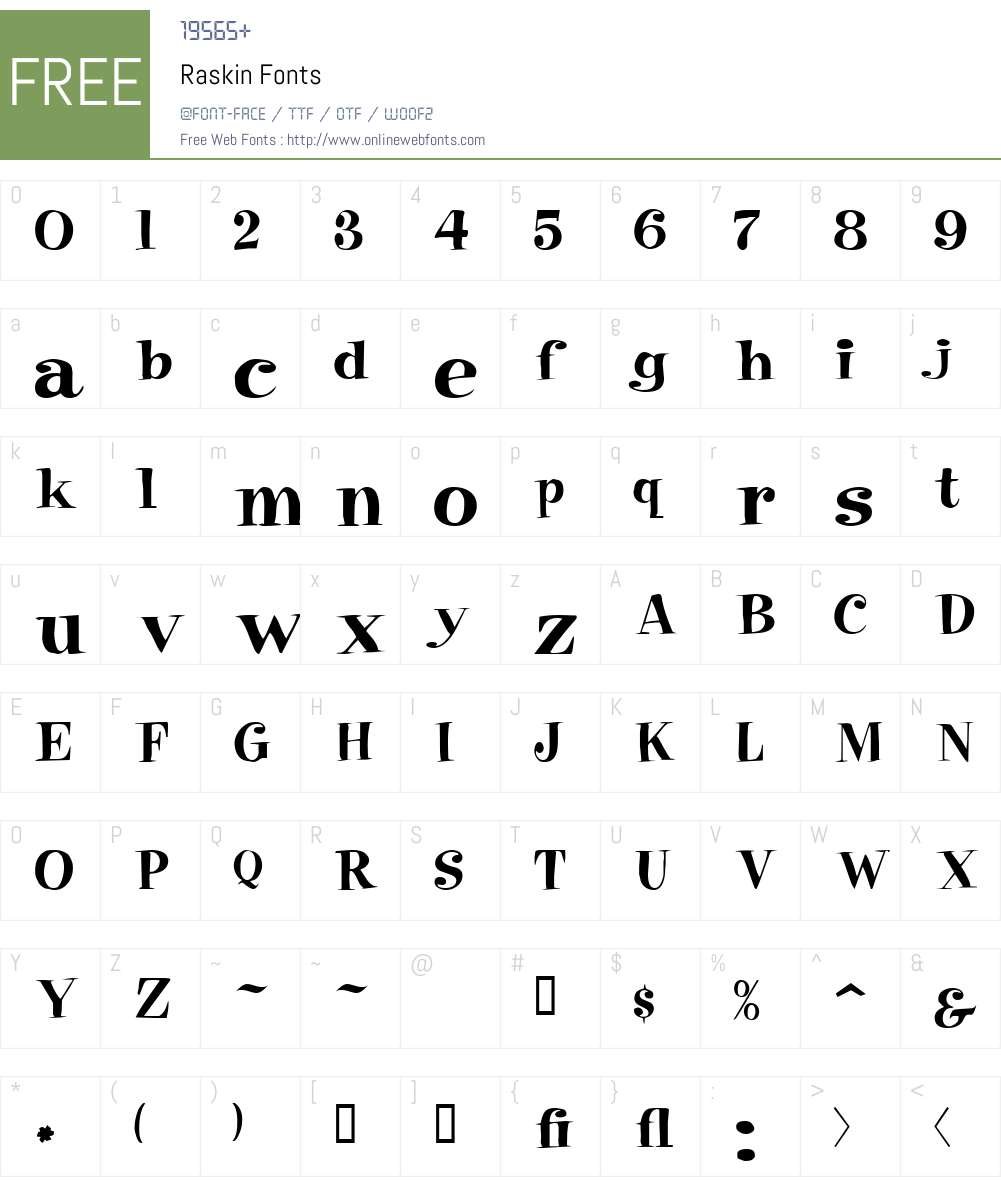 Raskin Font Screenshots