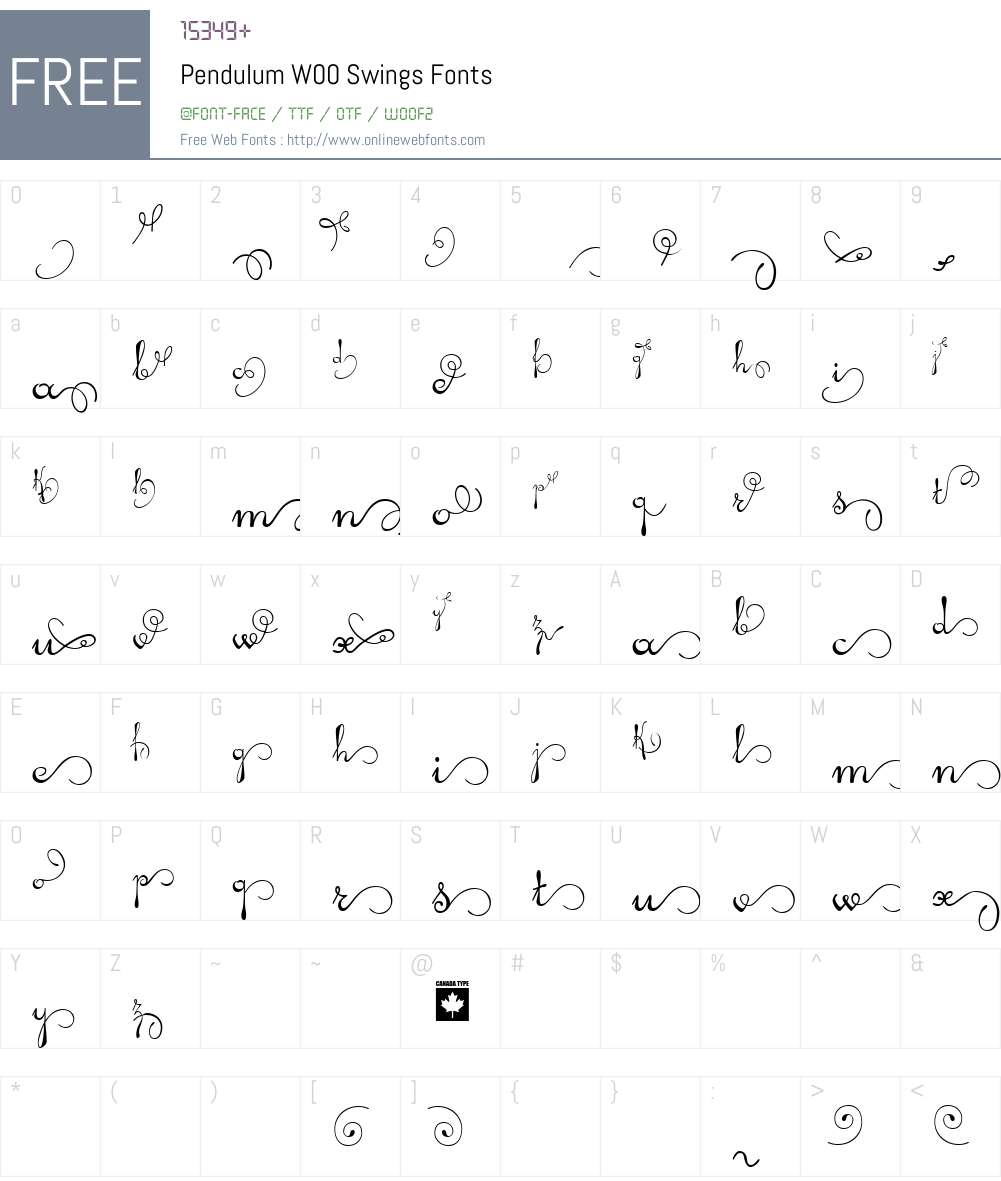 PendulumW00-Swings Font Screenshots