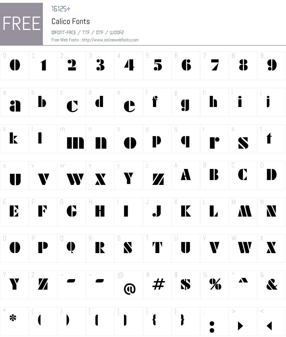 Calico Font Screenshots