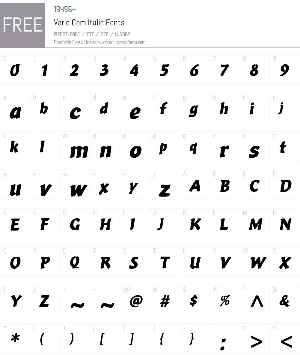 Vario Com Font Screenshots