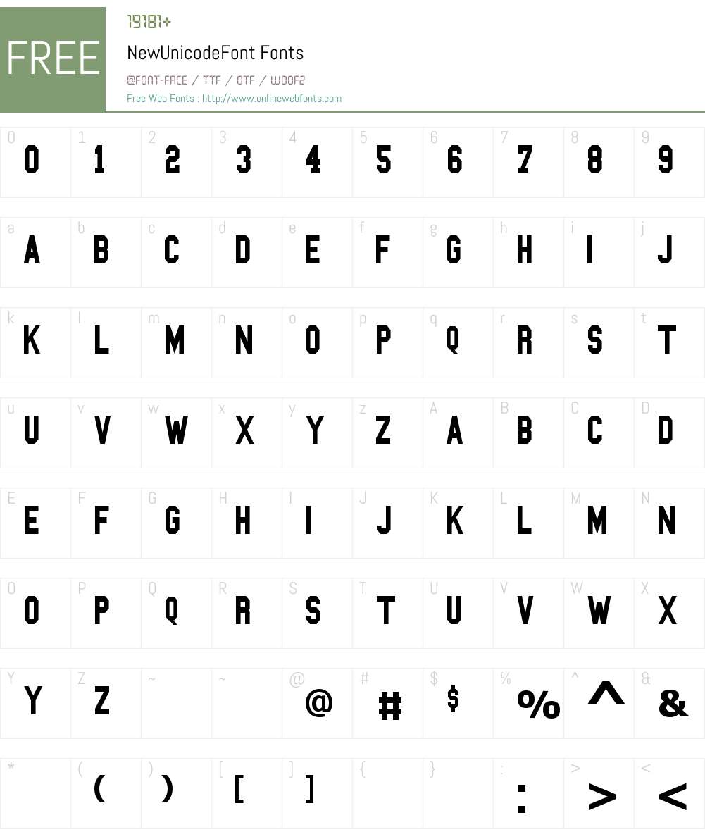 NewUnicodeFont Font Screenshots