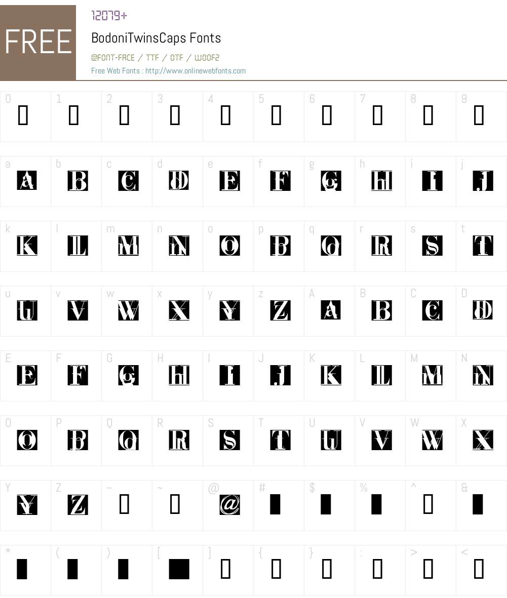 BodoniTwinsCaps Font Screenshots