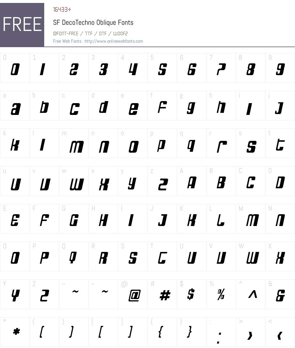 SF DecoTechno Font Screenshots