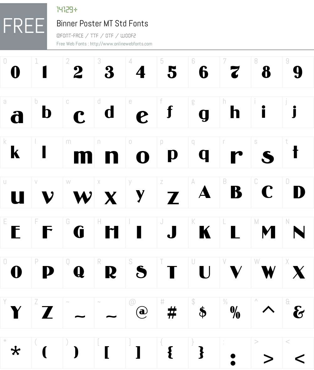 Binner Poster MT Std Font Screenshots