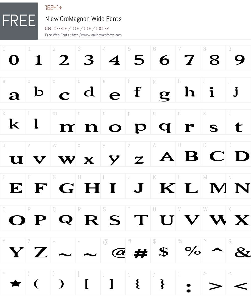 Niew CroMagnon Wide Font Screenshots