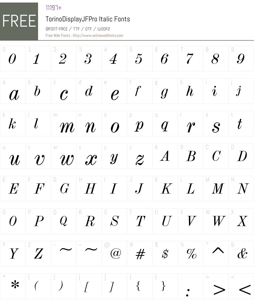 TorinoDisplayJFPro-Italic Font Screenshots