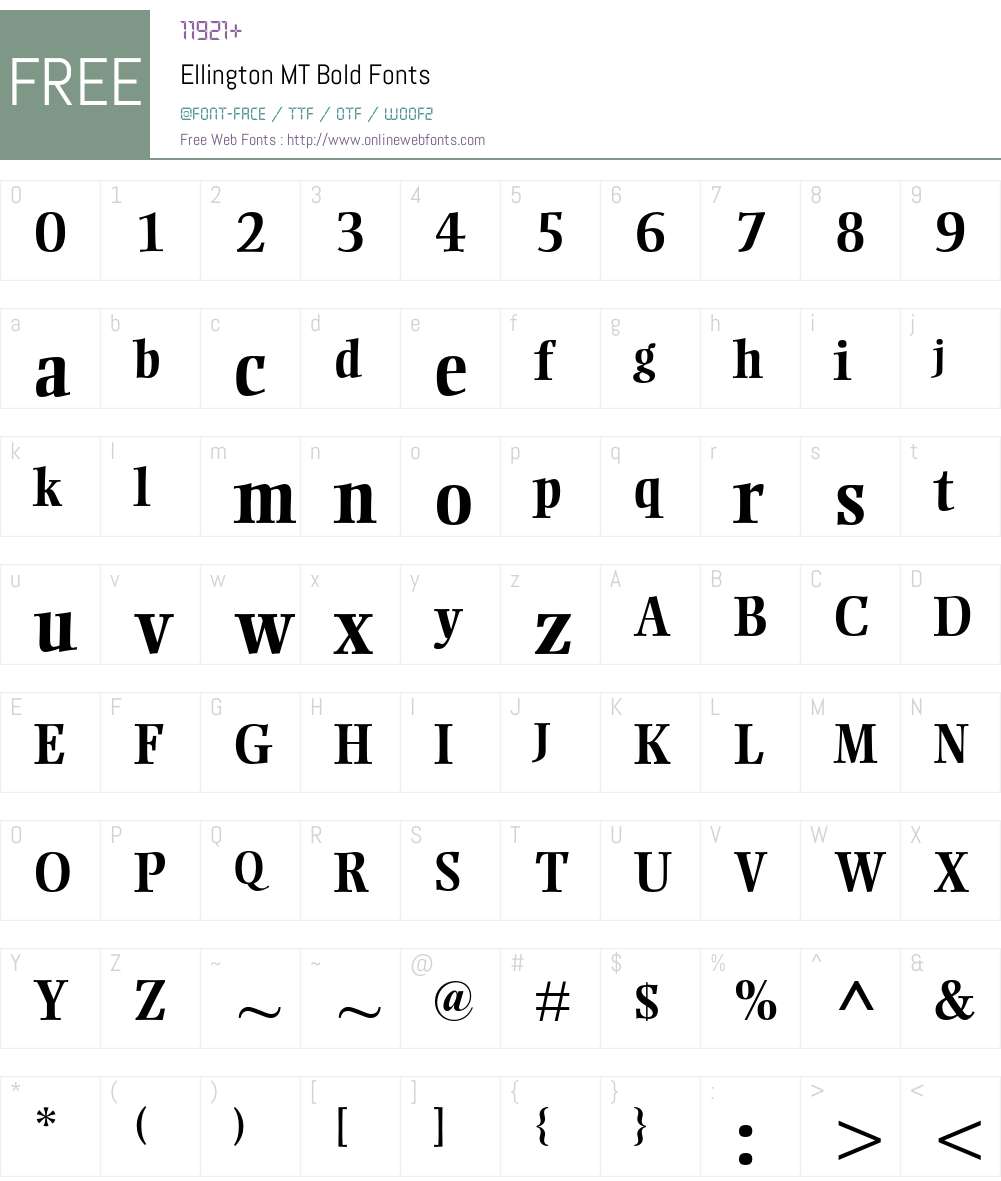 Ellington MT Font Screenshots