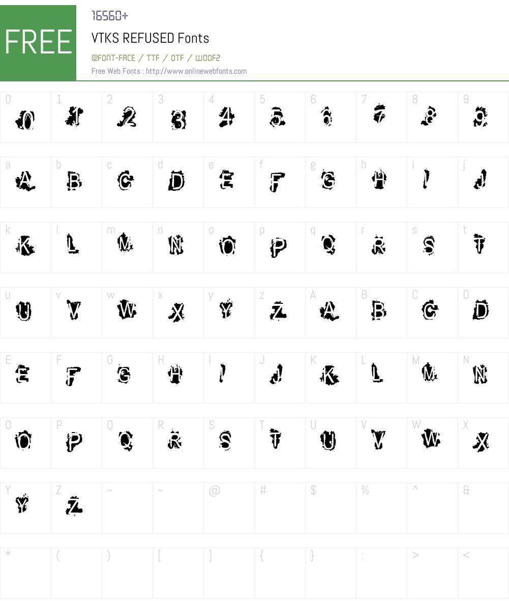 VTKS REFUSED Font Screenshots