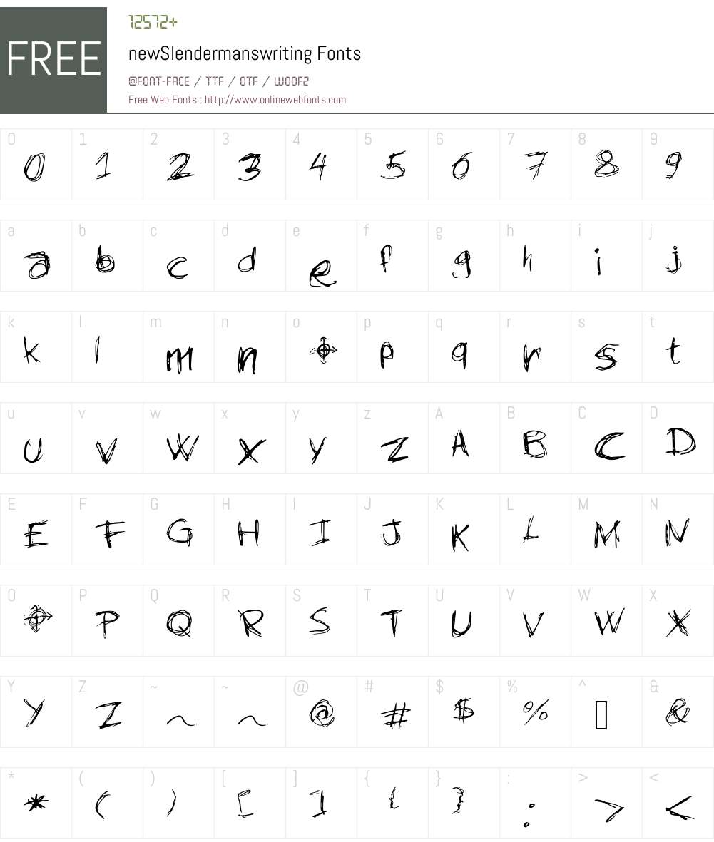 newSlendermanswriting Font Screenshots
