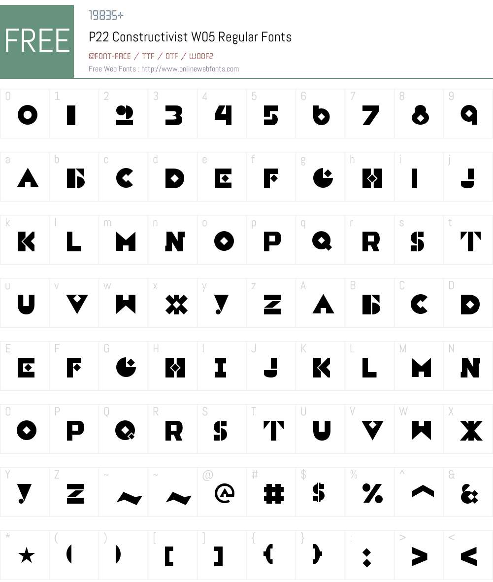 P22ConstructivistW05-Rg Font Screenshots