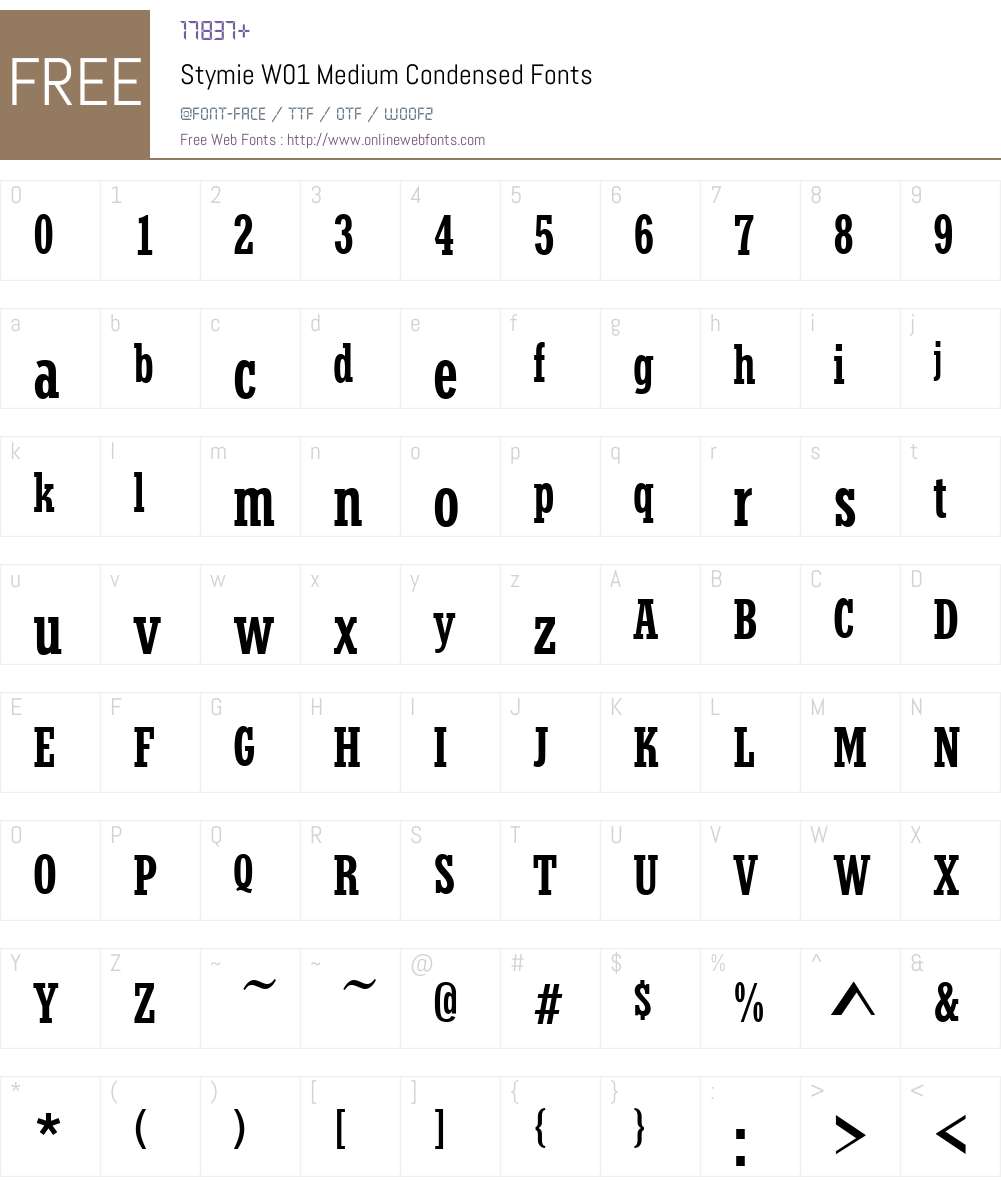 StymieW01-MediumCondensed Font Screenshots