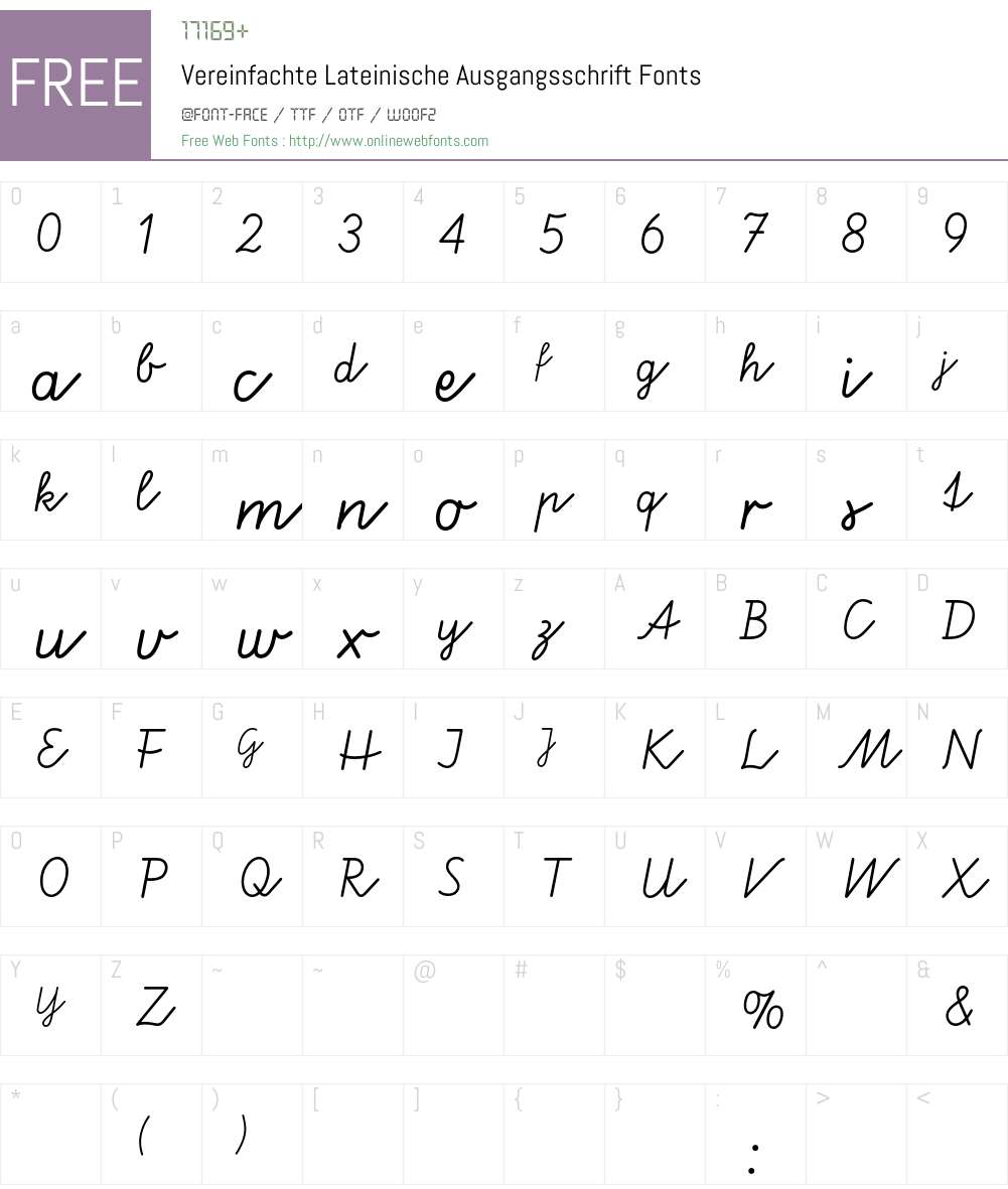 Vereinfachte Lateinische Ausgangsschrift BQ Font Screenshots