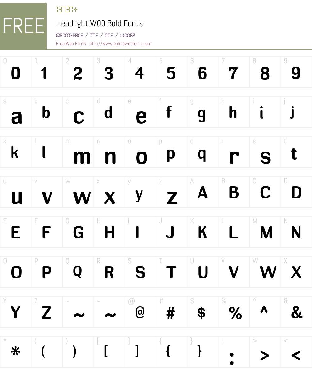 HeadlightW00-Bold Font Screenshots