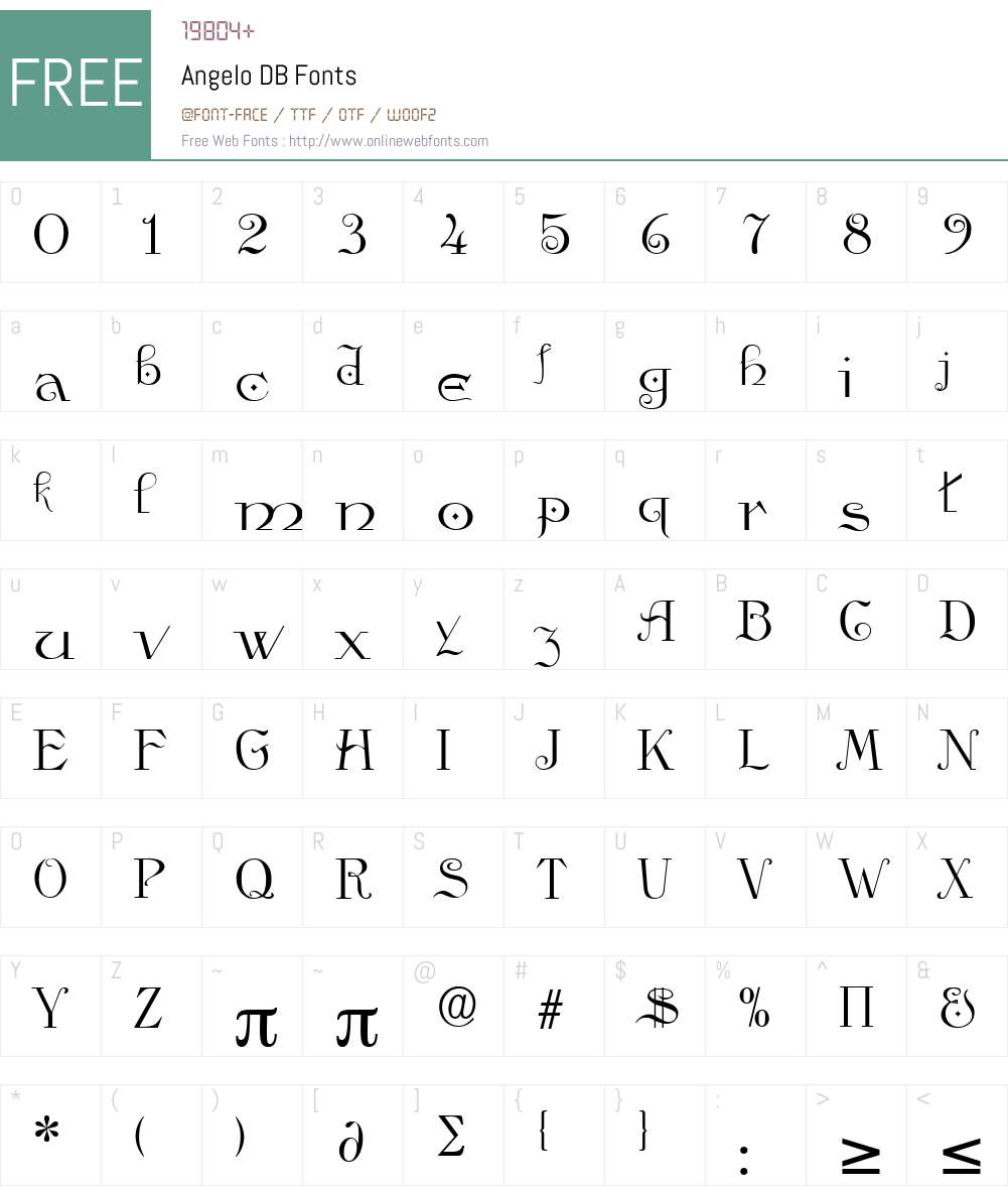 Angelo DB Font Screenshots
