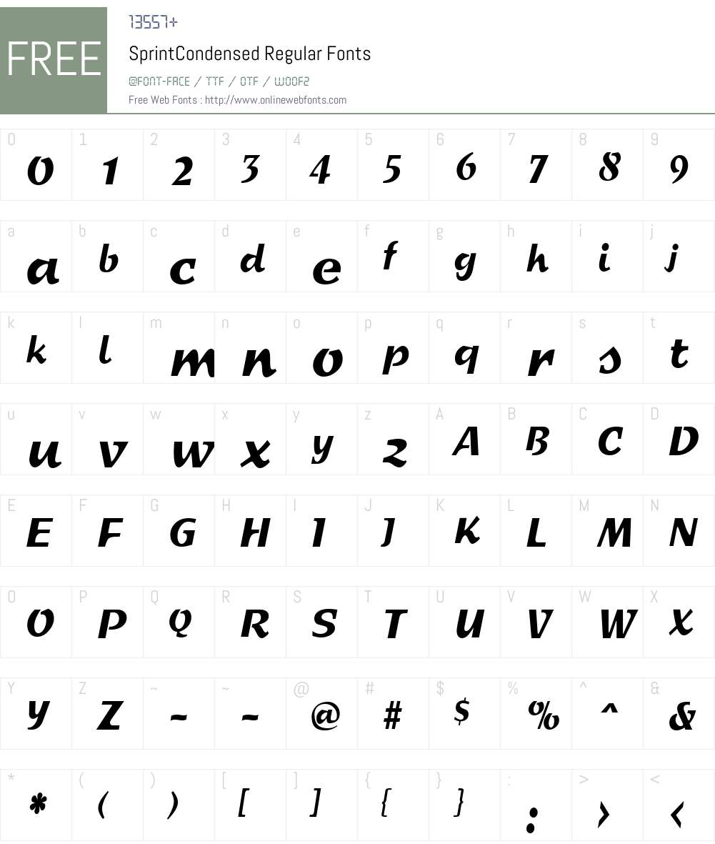 SprintCondensed Font Screenshots