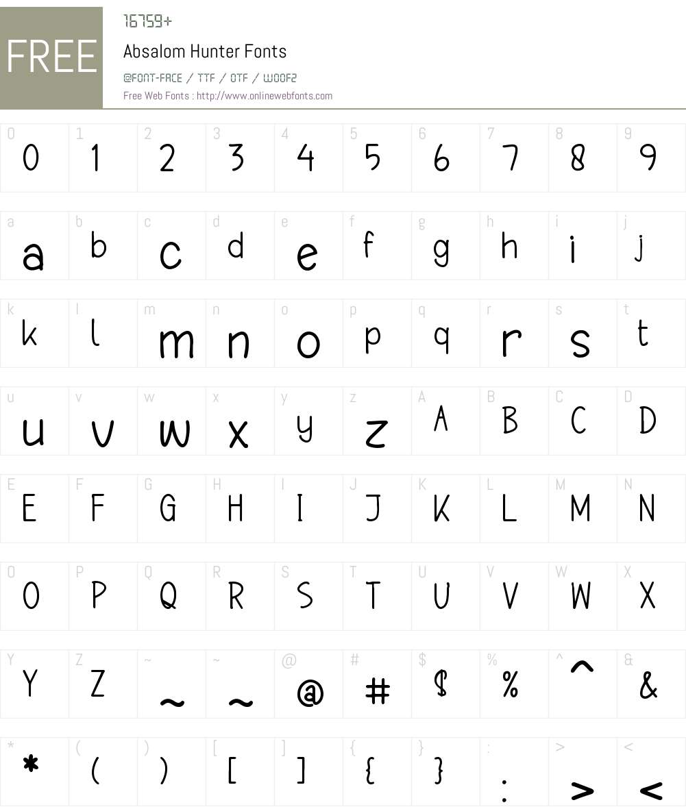 Absalom Hunter 1.00;March 1, 2023;FontCreator 13.0.0.2683 32-bit Fonts ...