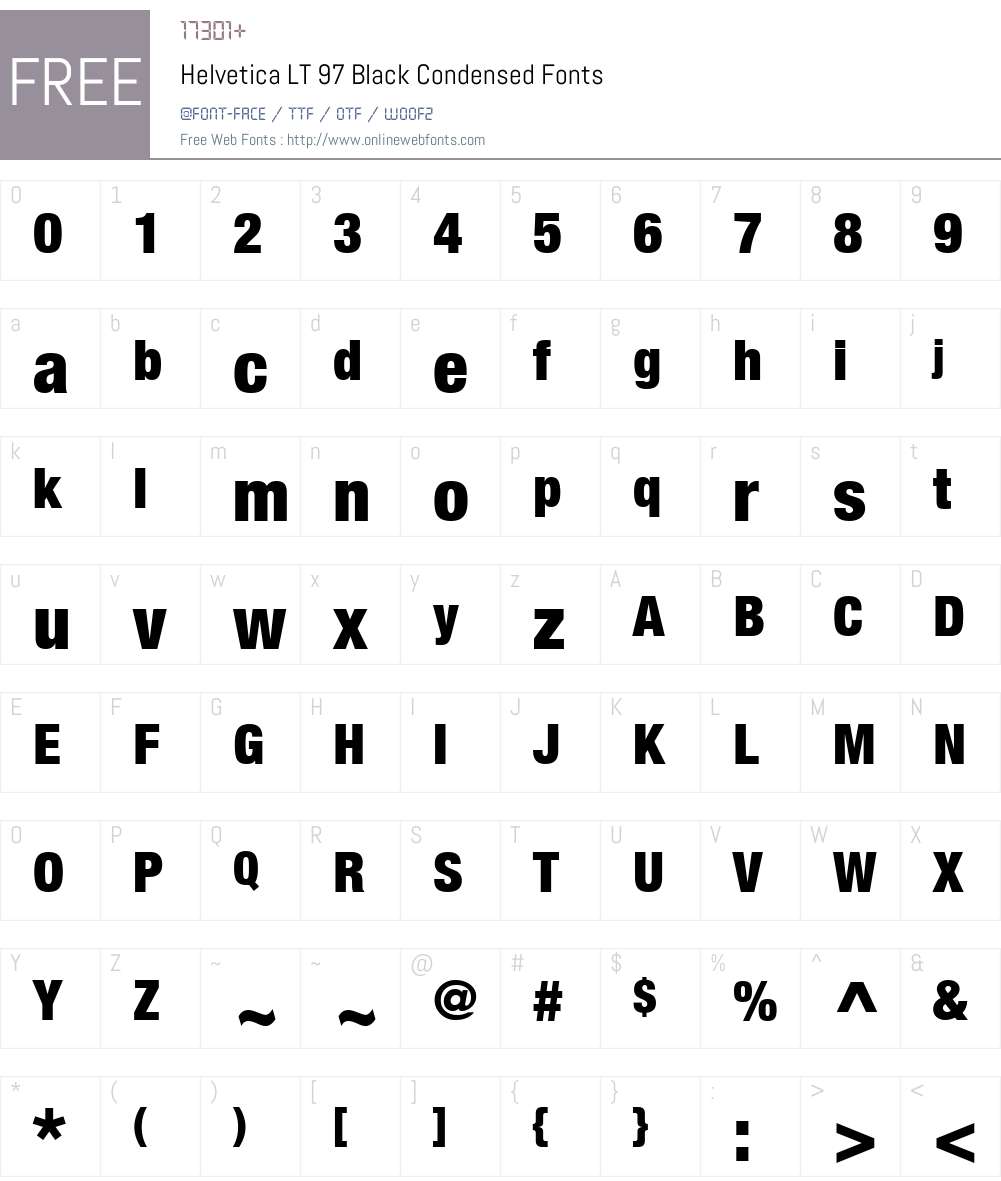HelveticaNeue LT 97 BlackCn Font Screenshots