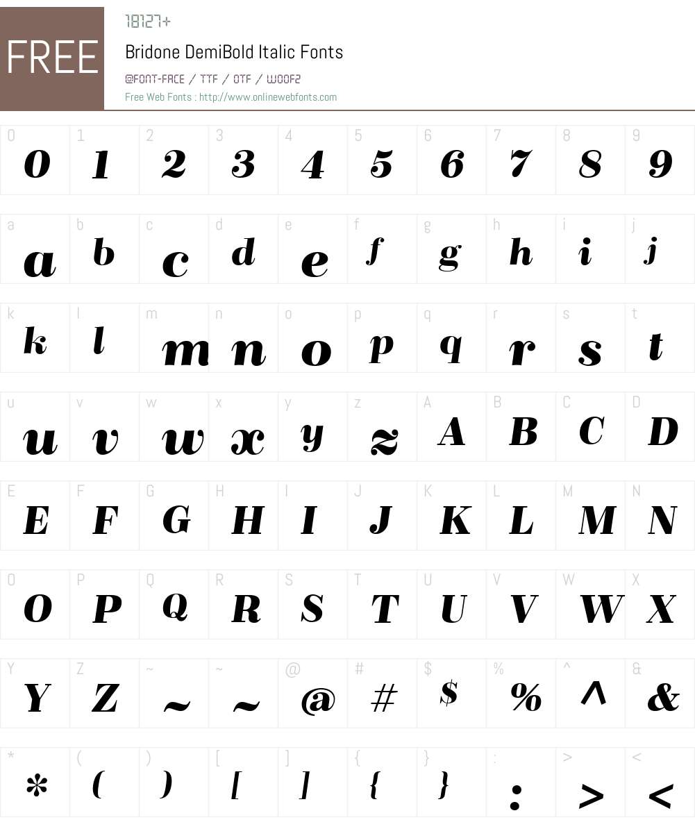 BridoneDemiBold-Italic Font Screenshots