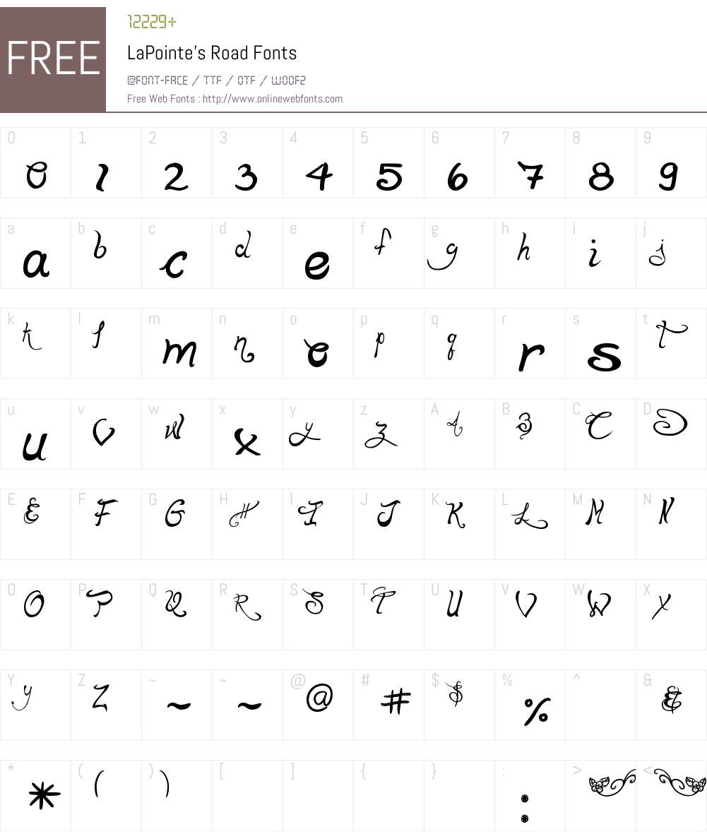 LaPointe's Road Font Screenshots