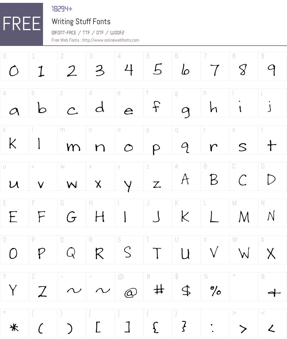 Writing Stuff Font Screenshots
