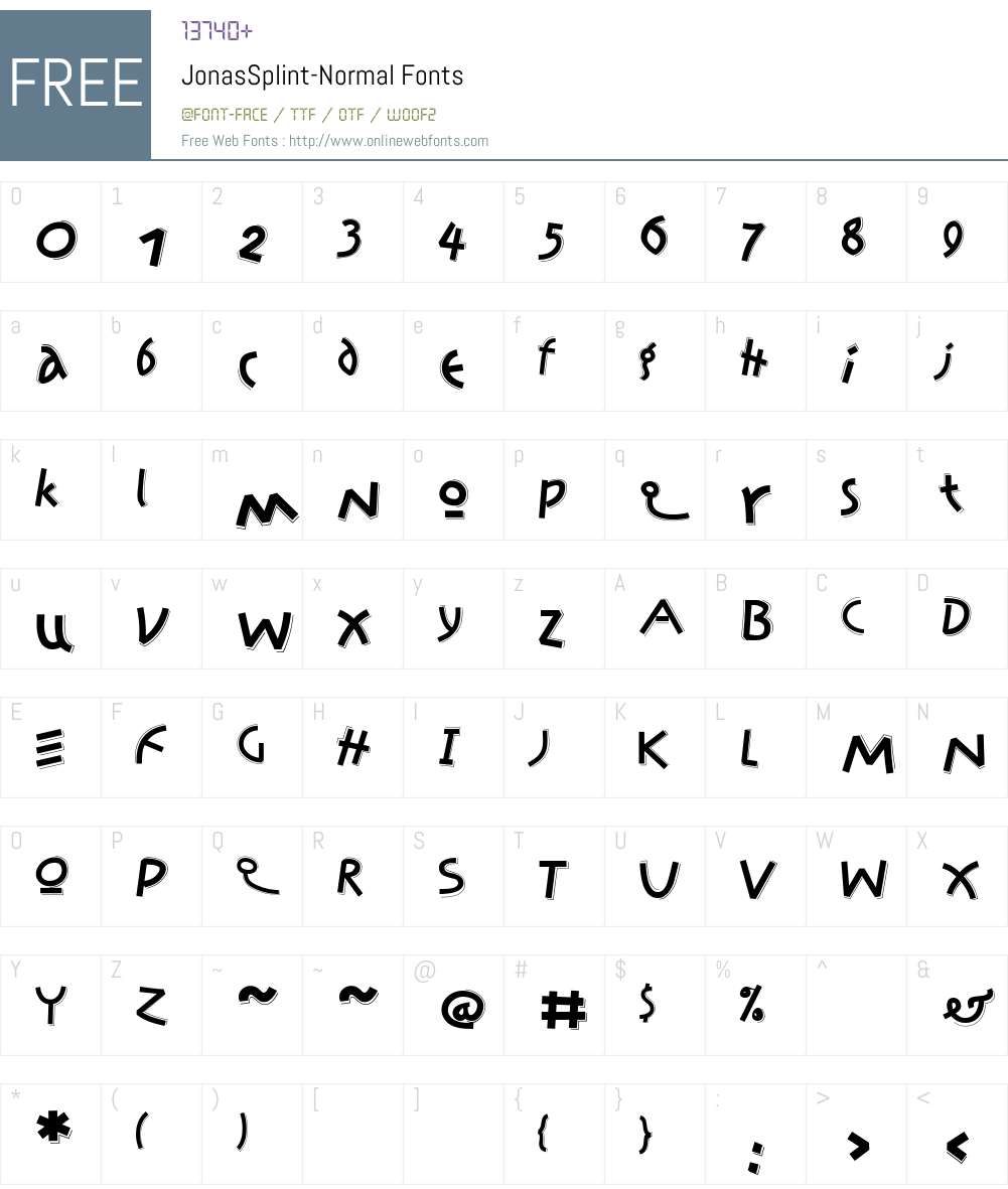 JonasSplint Font Screenshots