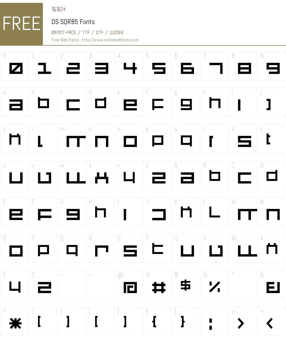 DS SQR85 Font Screenshots