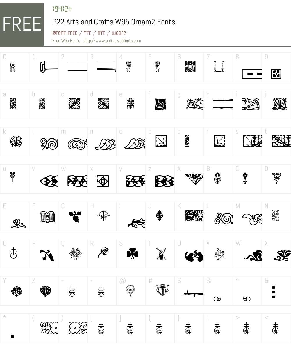 P22ArtsandCraftsW95-Ornam2 Font Screenshots